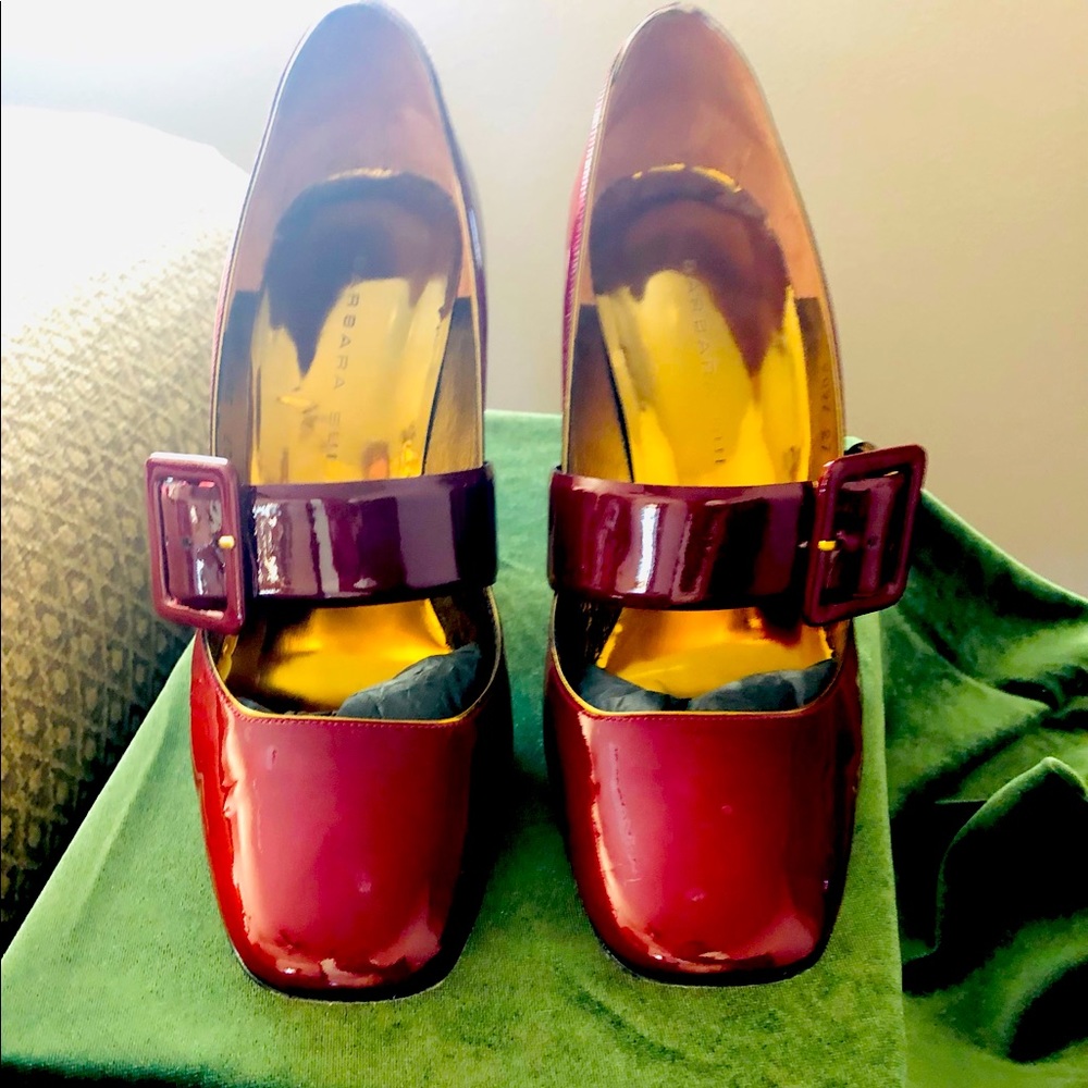 Like new designer Barbara Bui gloss nature heels